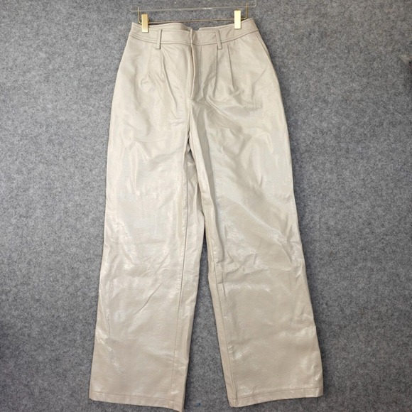 White Vegan Leather Pants Womens Small 7 FOR ALL MANKIND Wide Leg Faux Y2K 28/29 - Picture 1 of 16